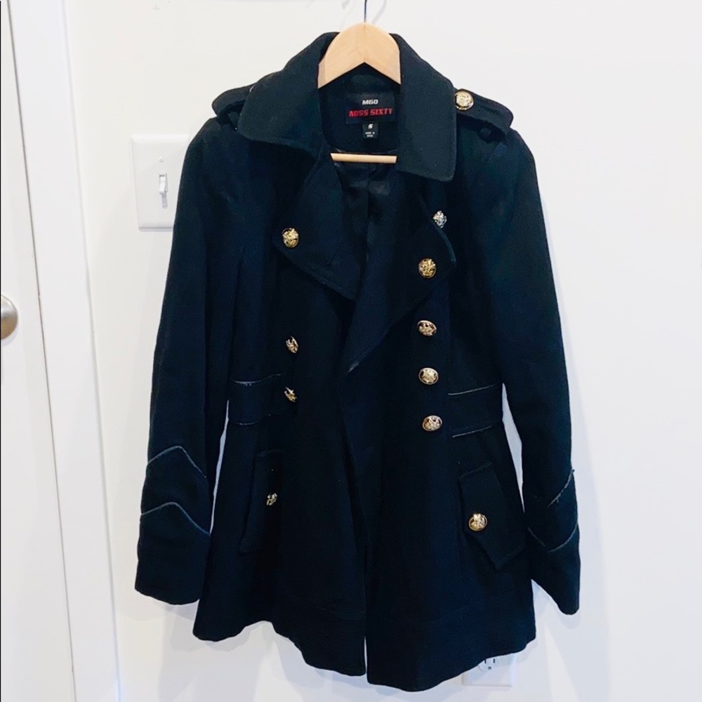 Black Wool Jacket with Gold Buttons | Size: S